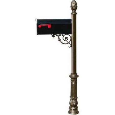 Lewiston E1 Economy Mailbox System with Ornate Base & Pineapple Finial, Bronze LPST-703-E1-BZ